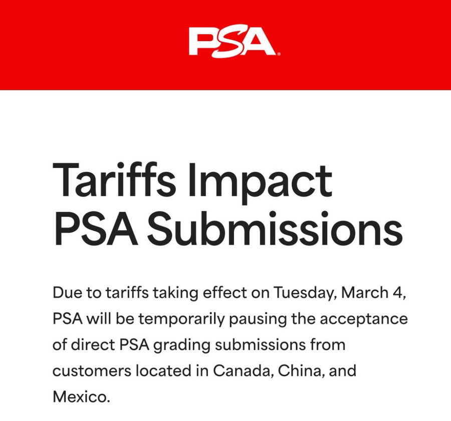 PSA Pauses International Submissions from Canada, Mexico, and China Amid New Tariffs