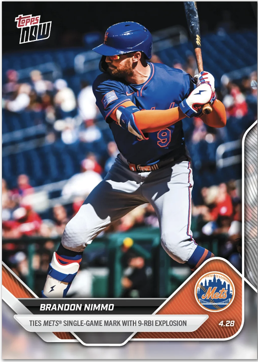 Topps NOW Honors Brandon Nimmo’s Record-Tying 9-RBI Game with Limited Card Release