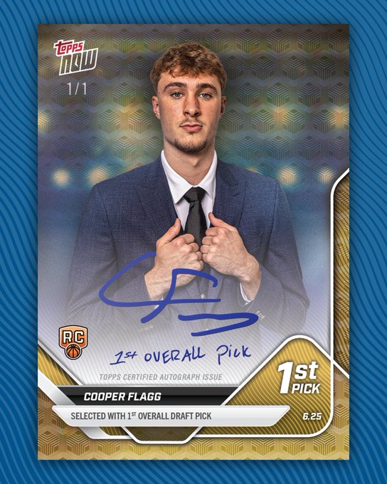 Cooper Flagg Lands First Pro Card After No. 1 NBA Draft Selection