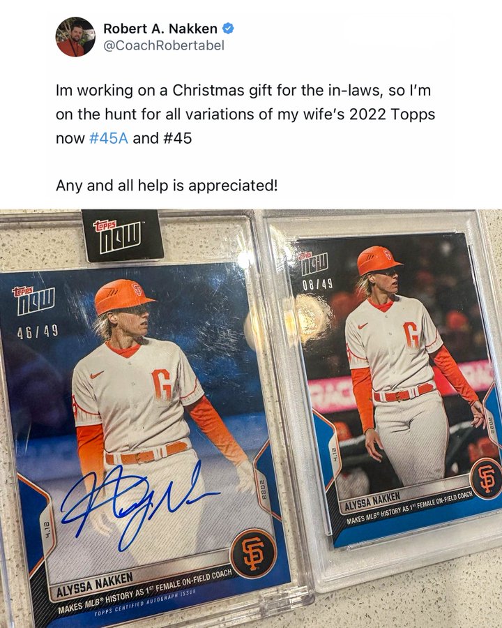 Coach Robert Abel Begins Heartwarming Quest to Collect Wife Alyssa Nakken’s Historic Cards