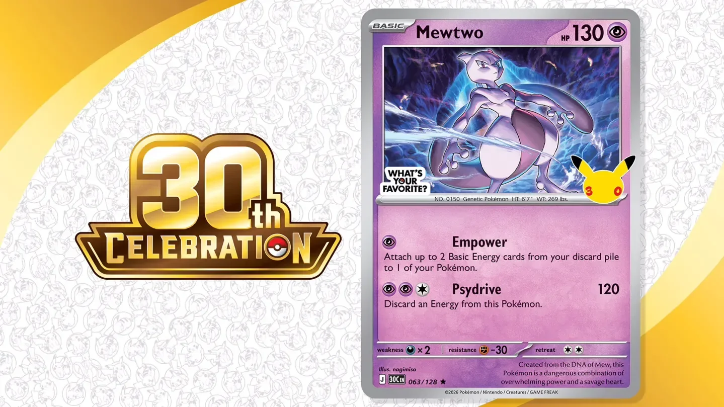 Pokémon TCG Mewtwo Promo Card Offer Arrives at Participating Retailers for 30th Celebration Launch